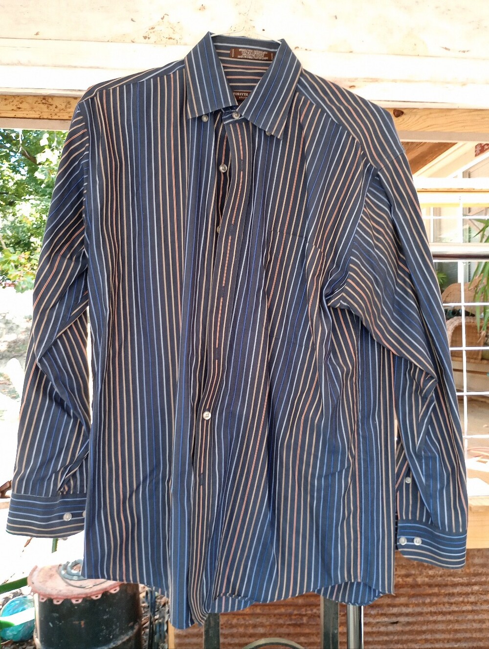 Men's Striped Navy Dress Shirt - Tailored Collar
